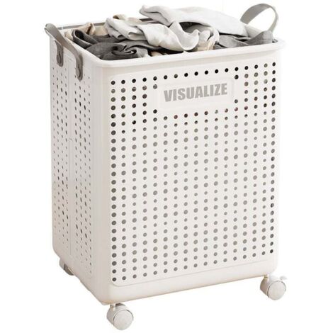 Wäschekorb mit Rollen, faltbarer und belüfteter Wäschekorb mit Rollen, multifunktionaler Wäschekorb, ausziehbarer Wäschekorb fürs Badezimmer