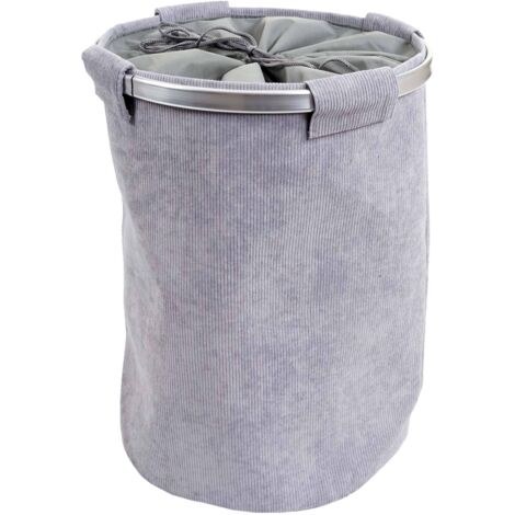 Wäschesammler HHG-240, Laundry Wäschekorb Wäschebox Wäschesack Wäschebehälter mit Netz, 55x39cm 65l cord grau