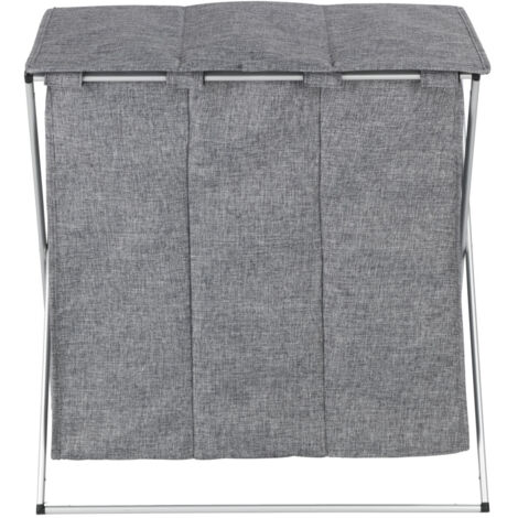 Wäschesammler TRIO TOP, grau, 3 Fächer, WENKO