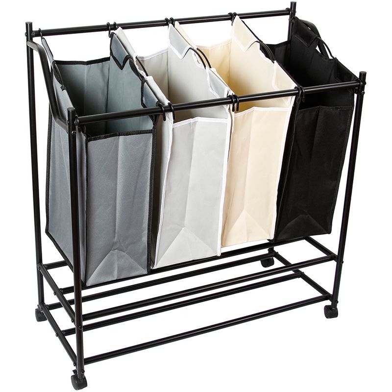 Wäschesortierer 4 Fächer Wäschekorb Wäschesammler Wäschebox Wäschesack