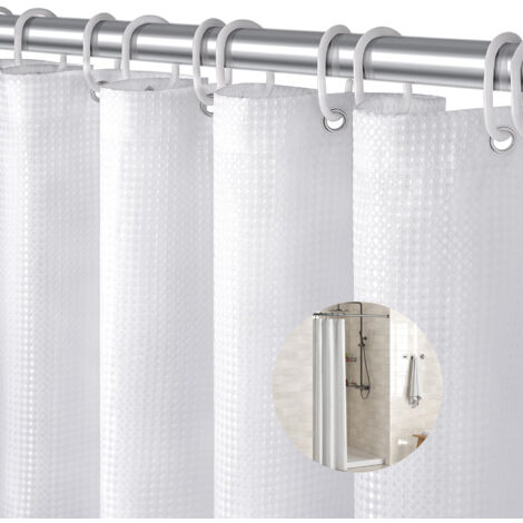 READCLY Waffel-Duschvorhang, waschbar, wasserdicht und schimmelresistent, mit Aufhängeschlaufe, 180 x 90 cm, geeignet für die Dusche oder Badewanne zu Hause (weiß)