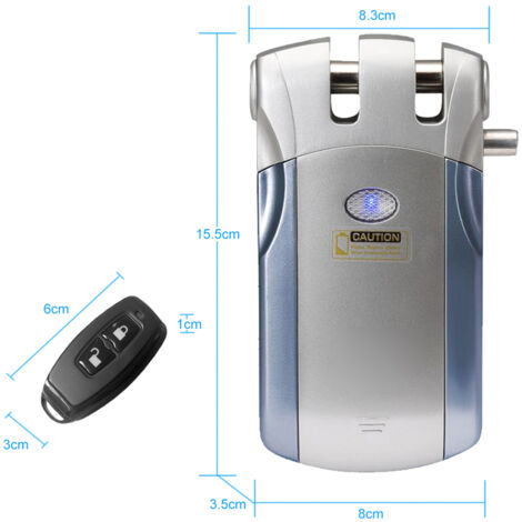 WAFU WF-018 Schlüsselloses Smart-Schloss mit drahtloser Fernbedienung (4 Fernbedienungen, Zink, Blau+Gold, 15 m)
