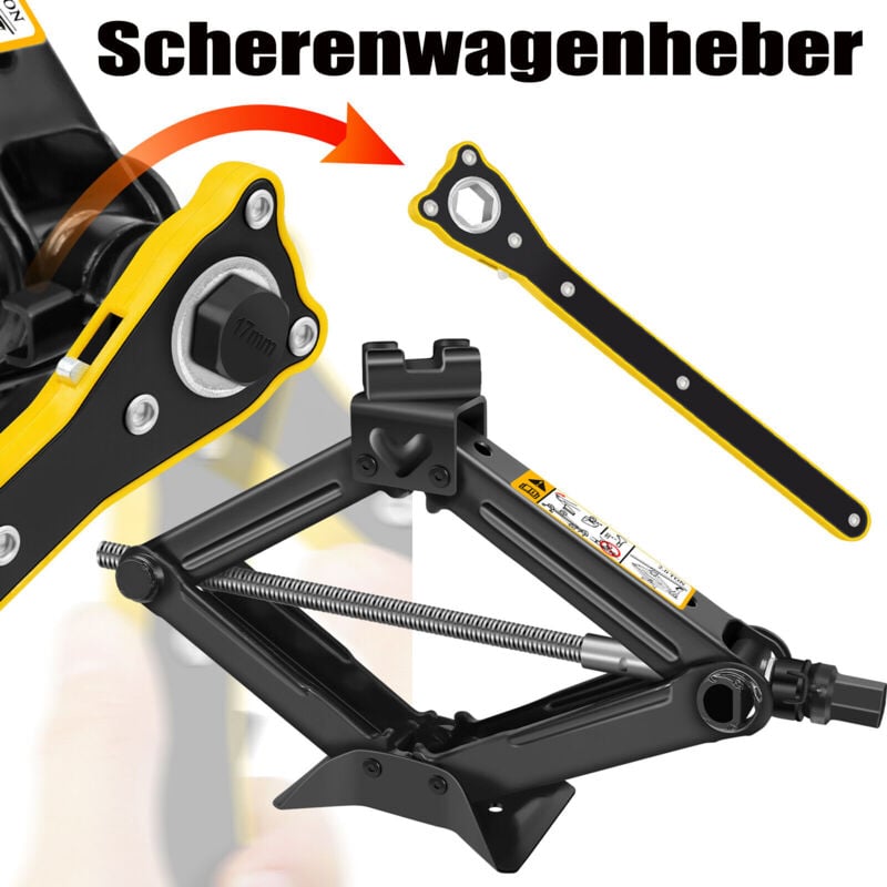 Image of Wagenheber 2 Ton Scherenwagenheber Lift mit Radmutterschlüssel Auto pkw suv mpv
