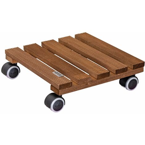 Wagner Carrello per Piante Country 28 x 28 x 8 cm I Carrello per Fiori per Interni, Palissandro I Tavoletta Antiscivolo in Legno massello FSC® I Ruote I Portata 100kg I Fatto in UE-20020301