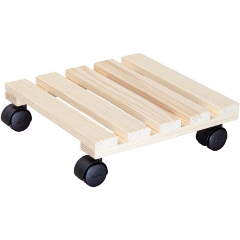 Wagner Carrello per Piante e Fiori PALETTI 29 x 29 x 8 cm I per Interni Certificato FSC® I Portavaso in Legno massello Naturale con Ruote I Portata 100 kg - 20003701