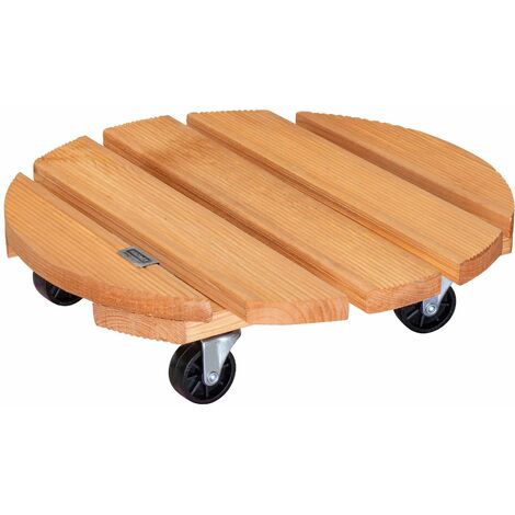 WAGNER Carrello per Piante Toscana, per Fiori per Interni ed Esterni, Terracotta I in Legno di conifere massello FSC® con Ruote, Portata 150 kg, Made in EU - 20016301, (Ø) 38 x (A) 10,5 cm