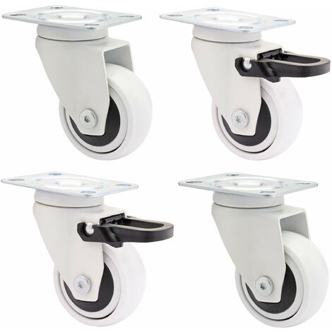 WAGNER design yourself 02225104 girevoli trasporto/Ruote per mobili senza 2 con freno, piastra a vite, Set di 4-Bianco, (Ø) 50 mm