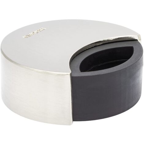 WAGNER Fermaporta AVVITARE o INCOLLARE - Diametro Ø 50 x 20 mm I Fermaporta a pavimento I Corpo in zinco pressofuso con effetto inox, protezione paracolpi in gomma termostatica - 15515111