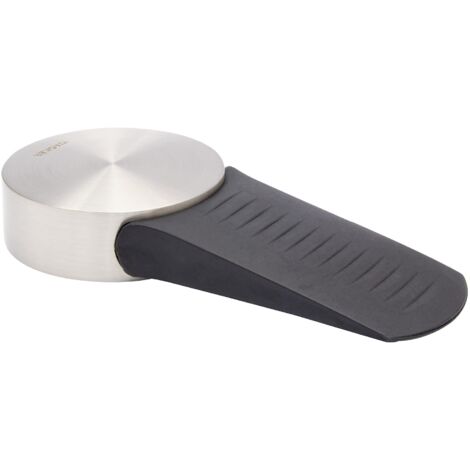 WAGNER Fermaporta AVVITARE o INCOLLARE - Diametro Ø 50 x 55 x 17 mm I Fermaporta/Cuneo a pavimento I Corpo in zinco pressofuso con effetto inox, protezione paracolpi in gomma termostatica - 15511611