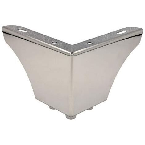 WAGNER Gamba del mobile/Piede del tavolo/Piede del divano - SOFA WING - acciaio cromato argento, piastra da avvitare, 3 borchie, 12 x 12 x 8 cm, per mobili su pallet in stile rustico - 12045001