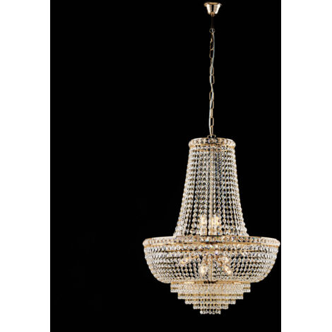Wagner Lampadario in ferro e ottone dorato con strass 11 luci 142 Ø62 BL266-11-OR
