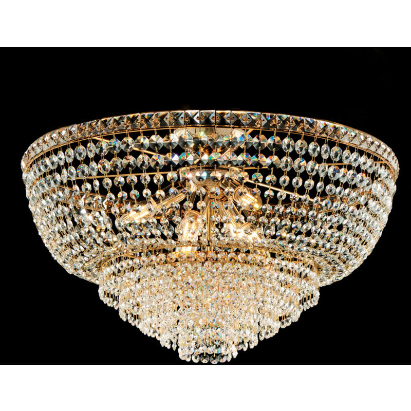 Bonetti Illumina - Wagner Plafonnier en fer et laiton doré avec strass 8 lumières H.40 d.62 BL266-PL8-OR Bonetti Illumina - Wagner Plafonnier en fer et laiton doré avec strass 8 lumières H.40 d.62 BL266-PL8-OR