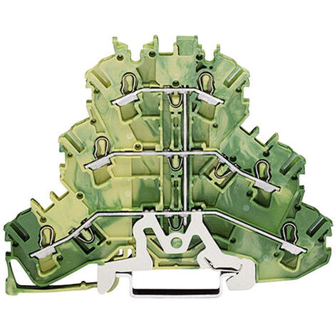 WAGO 2002-3207 Dreistock-Durchgangsklemme 5.20 mm Zugfeder Belegung: PE Grün, Gelb 1 St.
