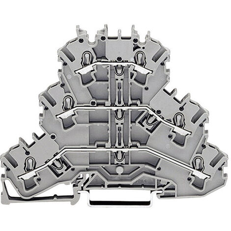 WAGO 2002-3217 Dreistock-Durchgangsklemme 5.20 mm Zugfeder Belegung: PE, N, L Grau 1 St.