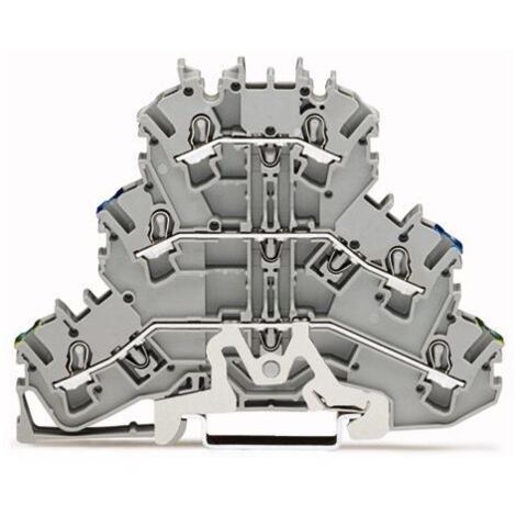 WAGO 2002-3217 Morsetto triplo passante 5.20 mm A molla Attribuzione: Terre, N, L Grigio 1 pz.