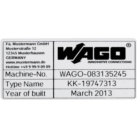 WAGO 210-802 210-802 Étiquettes pour imprimantes à transfert thermique Surface de marquage: 70 x 33 mm argent Nombre de marqueurs: 500 500 pc(s) X539592
