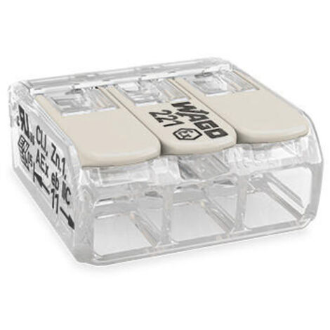 WAGO 221-483  Verbindungsklemme flexibel: 0.20-4 mm² starr: 0.20-4 mm² Polzahl: 3 1 St. Transparent,