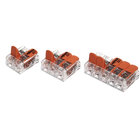 Wago 221-6 Klemmen SET 15x 221-612, 221-613, 221-615 - Kabel Draht Verbinder in der wiederverschließbaren Box - Original