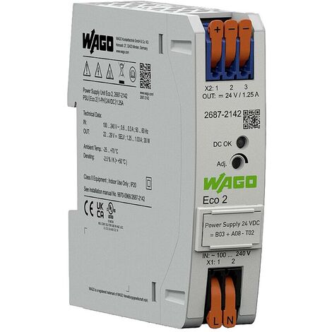 WAGO 2687-2142 Boîtier alimentation 24 V/DC 1.25 A 30 W Contenu 1 pc(s)