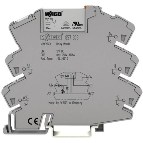 WAGO 857-303 Modulo relè Tensione nom.: 12 V/DC Corrente di commut. max.: 6 A 1 scambio 1 pz.