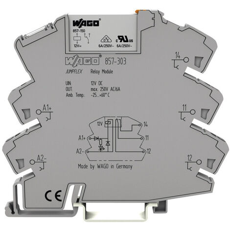 WAGO 857-303 Relaisbaustein Nennspannung: 12 V/DC Schaltstrom (max.): 6 A 1 Wechsler  1 St.