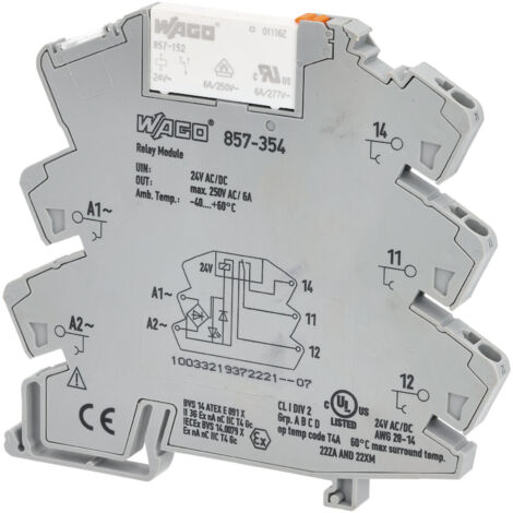 Wago 857-354 24VAC DIN Rail Mount Interface Relay