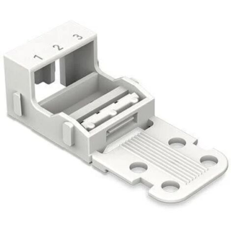WAGO Adattatore di fissaggio 221-503  per morsetti a 3 conduttori, 4 mm², 10 pezzi, fissaggio a vite per morsetti di collegamento, adatto per montaggio in piedi e in piedi, bianco