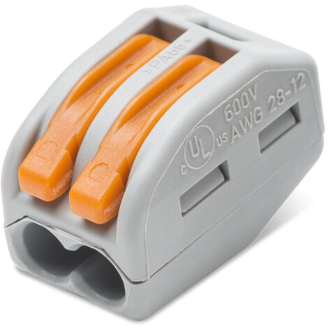 Wago – Borne de connexion automatique 2 entrées 50mm² – Raccordement sans outil – Capacité jusqu'à 32A – Pour fils souples et rigides