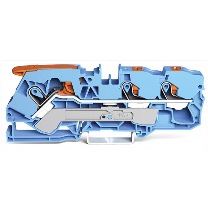Borne de passage à 3 conducteurs avec levier et bouton-poussoir 10 MM², bleu velleman WG21105304