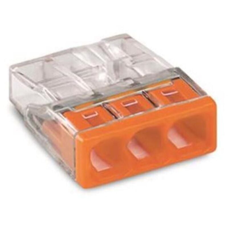 BORNE POUR BOÎTE DE DÉRIVATION COMPACT - POUR CONDUCTEURS RIGIDES - MAX. 2,5 mm² - 3 CONDUCTEURS - COUVERCLE ORANGE