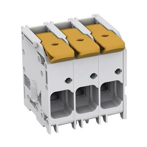 Wago – Borne pour circuits imprimés 16 mm² – 3 pôles – 1 pc – Connexion rapide avec levier – Pour montage en tableau électrique