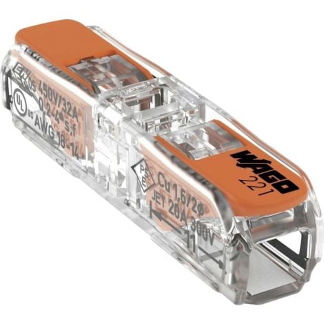 Wago Compact Durchgangsverbinder mit Hebel Leiter 2, 0,4 - 4 mm², 10 Stück Verbindungsklemmen