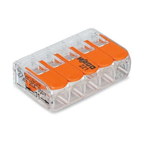 Wago Compact Hebelklemme Anzahl Leiter  5, 0,14 - 4 mm², 10 Stück Verbindungsklemmen