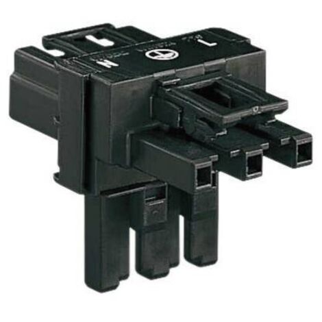 WAGO Connettore di distribuzione tipo T Spina di rete - Presa di rete, Presa di rete Tot poli: 2 + PE Nero 1 pz.