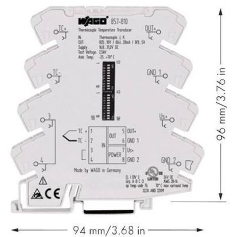 WAGO Convertitore di temperatura configurabile per termocoppia modello J, K 857-810