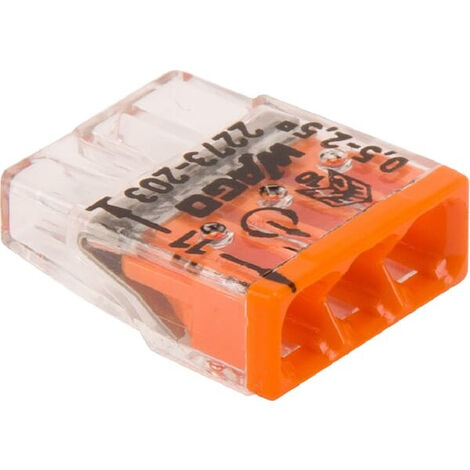 Wago – Cosse de batterie pour conducteurs rigides 0,5 à 2,5 mm² – 3 connexions – Tension 450V – Type à ressort – 2273203