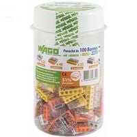 Wago - Flacon de 100 mini bornes de connexion automatique 2, 3, 5 et 8 fils S2273