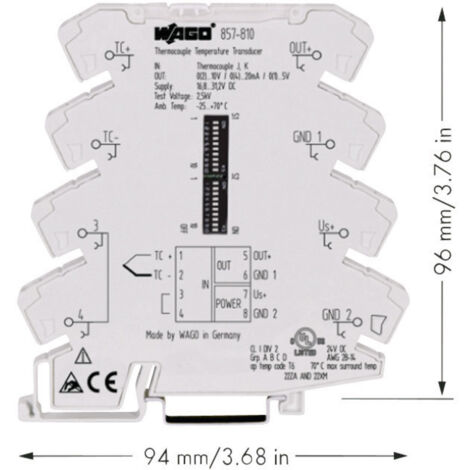 WAGO  Konfigurierbarer Temperaturmessumformer für Thermoelemente Typ J, K 857-810