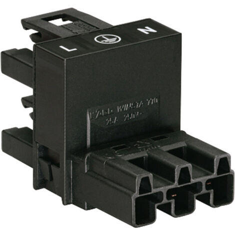 WAGO  Netz-H-Verteiler Netz-Stecker - Netz-Buchse, Netz-Buchse Gesamtpolzahl: 2 + PE Schwarz  1 St.