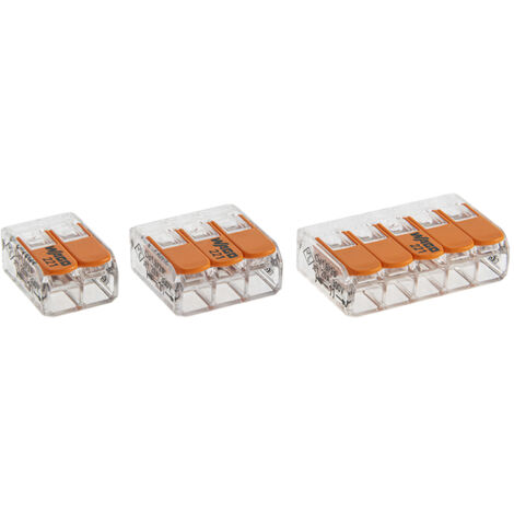 Wago – Pack de 20 bornes de connexion automatique 2,3 et 5 entrées – CAGE CLAMP® – 32A 405V – Raccordement 0.14 à 4 mm²