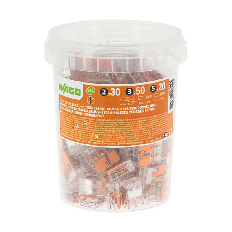 Wago - Pot de 100 bornes de connexion automatique S221 2,3 et 5 entrées