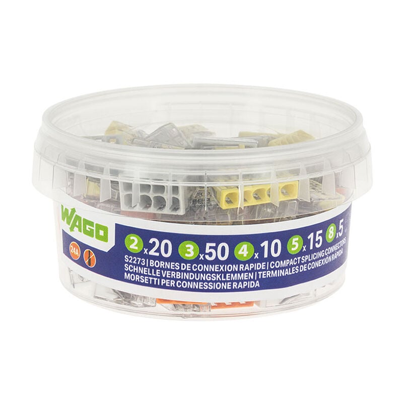 Wago - Pot de 100 bornes de connexion automatique S2273 2,3,4,5 et 8 entrées