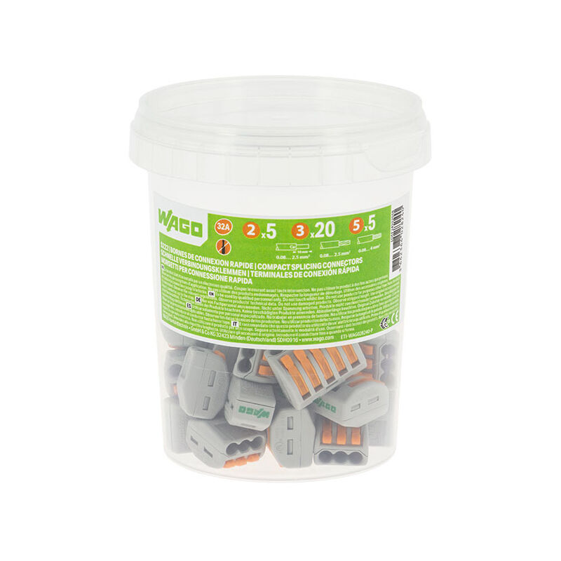 WAGO Pot de 30 bornes de connexion automatique S222 2,3 et 5 entr/ées