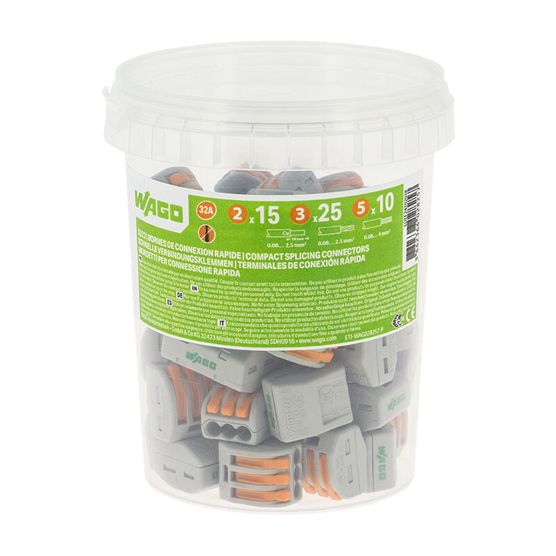 Wago - Pot de 50 bornes de connexion automatique S222 2,3 et 5 entrées