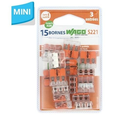 40 mini bornes de connexion rapide WAGO S221 5 entrées - 221-415, wago  assortiment 