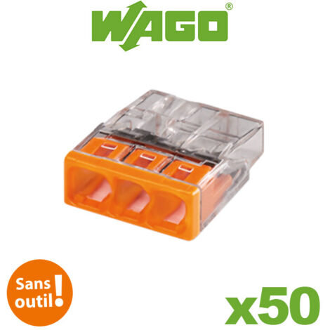WAGO S2273 50 MINI TERMINALES DE CONEXIÓN RÁPIDA 3 ENTRADAS PARA CABLE RÍGIDO - 2273-203 WAG003049