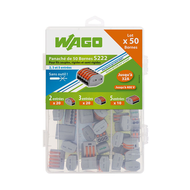 Wago - Valisette 50 bornes pour fils souples et rigides