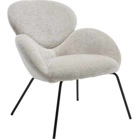 Wahson Accent Chair Chenille Upholstered Modern Leisure Armchair Simple Occasional Tub Chair with Black Metal Legs for Bedroom Living Room, Gray