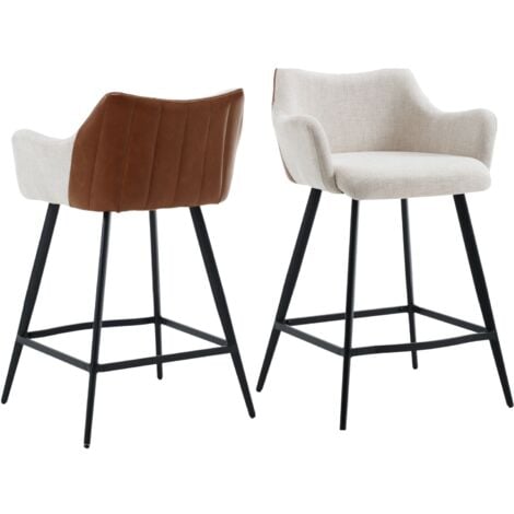 WAHSON OFFICE CHAIRS Wahson Bar Stools 2Pcs Upholstered in Linen Bar Chairs with Footrest Modern Breakfast Counter Stools for Home Bar Kitchen, Beige