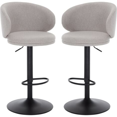 WAHSON OFFICE CHAIRS Wahson Barhocker Drehbar 2er Set Barstuhl Küche Leinen Fußstütze Thekenhocker Esszimmer Wohnzimmer, Grau